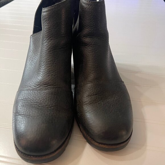 Sorel Women’s 10 Cate Cut Out Black Brown Leather Slip On Ankle Boots T15 - Picture 3 of 14